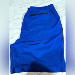 Blue Athletic Shorts with Zipper Pocket